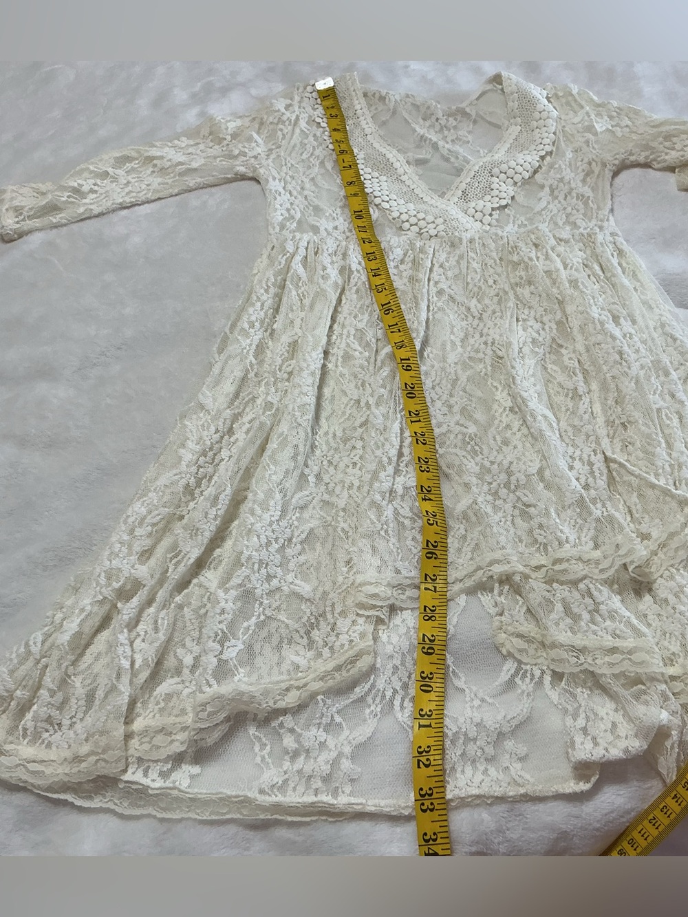 Free People Hi-Low White Lace Dress Boho Cover-Up Festival Fairycore Ethereal 2 - Picture 7 of 9